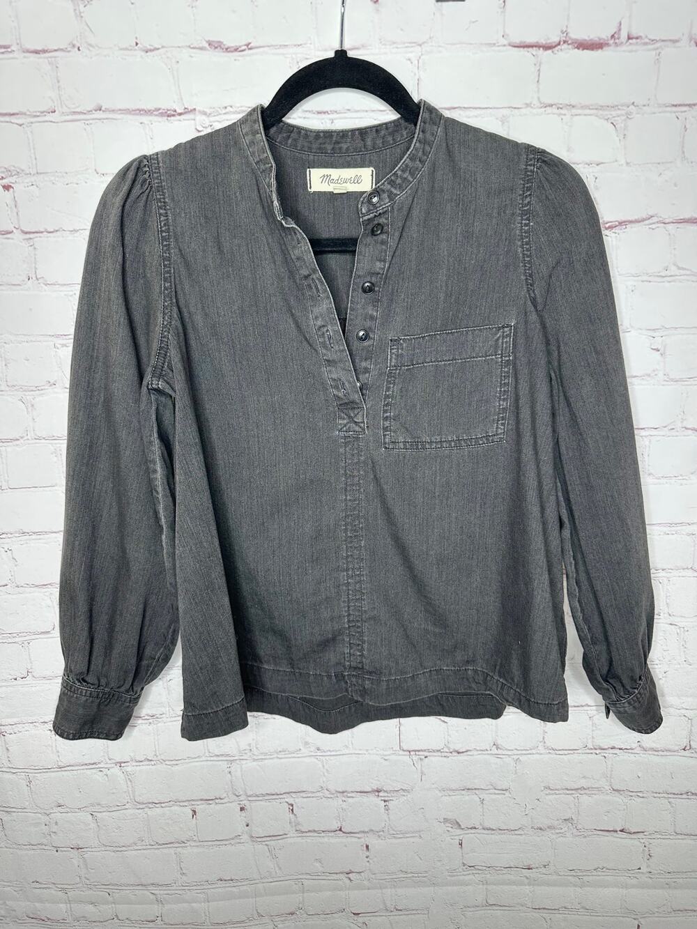 Madewell 100% Cotton Gray Denim Long Sleeve Top Women's XXS Casual
